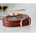 Rose Gold Stainless Steel Quarts Chronograph Brown Leather Ladies Watch